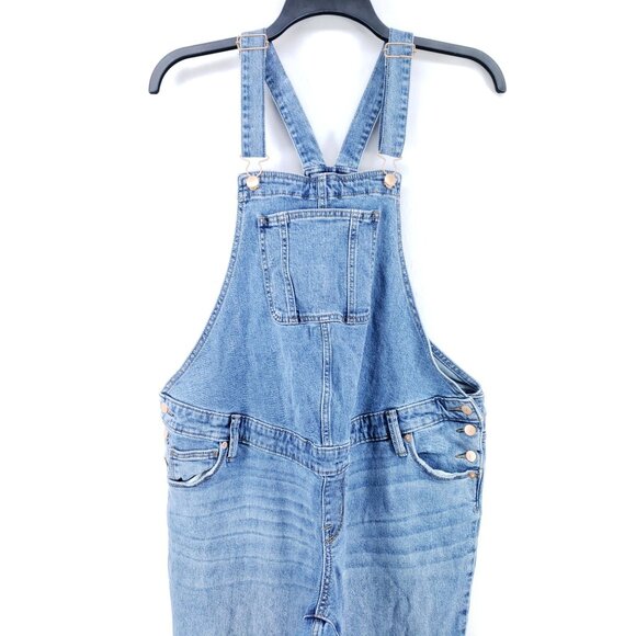 Isabel Maternity Womens Size 10 Denim Overalls Raw Hem Slim Fit Light Wash - Picture 6 of 9